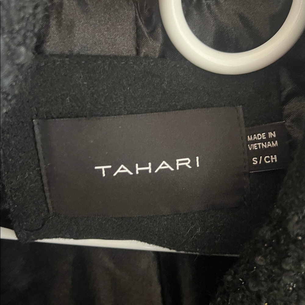 Tahari Women's Classic Black Plaid/Shimmer Pea Coat - Picture 5 of 7
